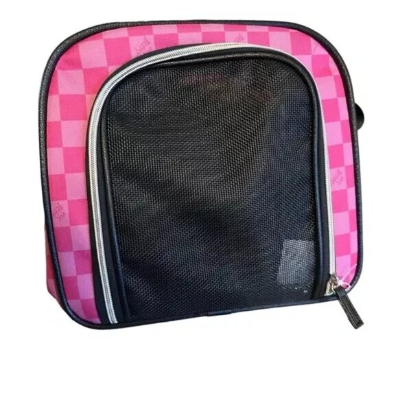 Betsey Johnson Kitsch Pink Checker Pet Carrier Small Dogs Cats Rabbits To 16 lbs - Picture 6 of 11